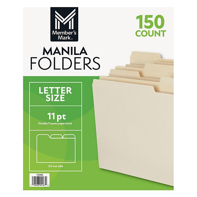 Member's Mark Manila File Folders, Letter, 1/3 Cut Assorted Tabs, 150 per Box - Image 2