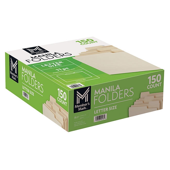 Member's Mark Manila File Folders, Letter, 1/3 Cut Assorted Tabs, 150 per Box - Image 3