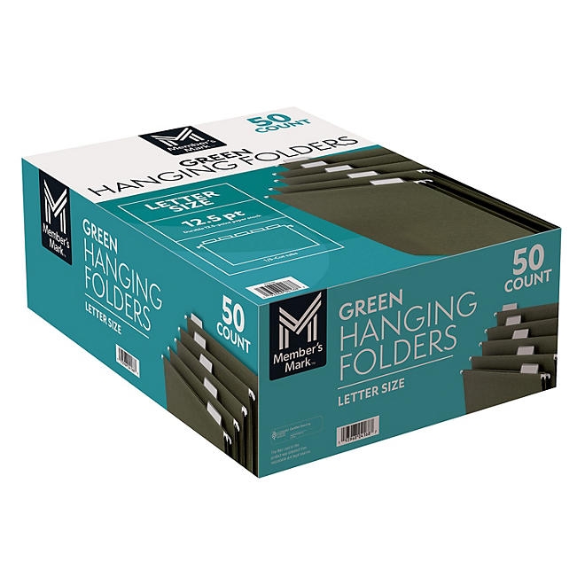 Member's Mark Hanging File Folders, Letter, 1/5-Cut Tabs, Green, 50/Box - Image 3