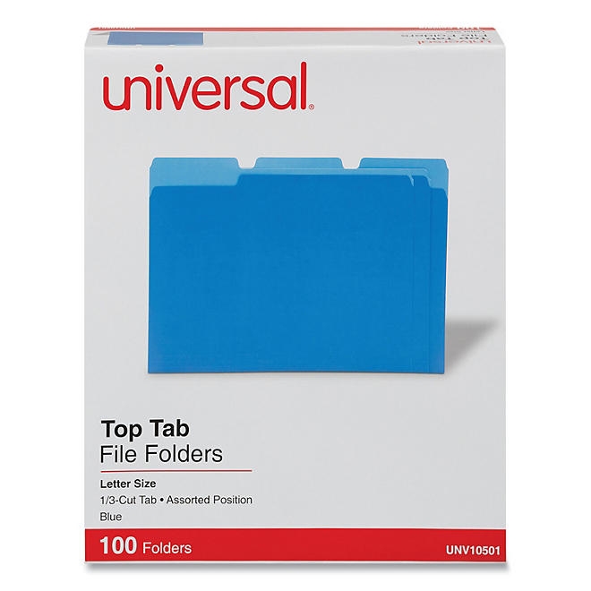 Universal File Folders, 1/3 Cut One-Ply Top Tab, Letter, 100/Box, Various Colors - Image 6