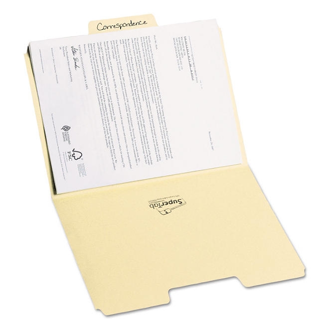 Smead 1/3 Cut Assorted Positions SuperTab Heavyweight File Folders, Manila Letter, 50ct. - Image 6