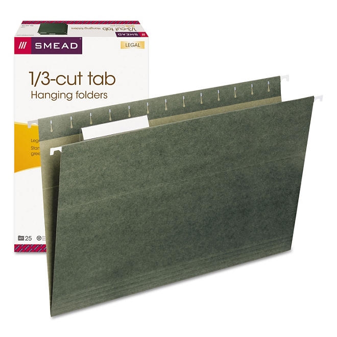 Smead 1/3 Cut Adjustable Positions Hanging File Folders, Green Legal, 25ct. - Image 2