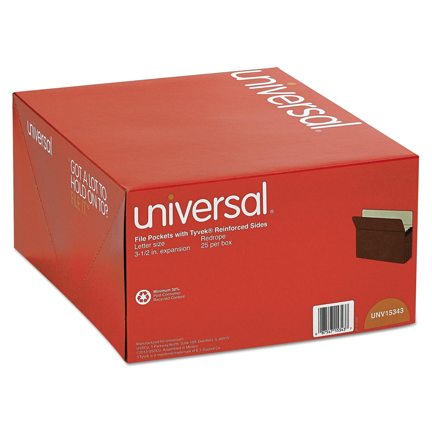 Universal 3 1/2" Expansion File Pockets, Straight Tab, Redrope/Manila, 25/Box, Various Types - Image 3