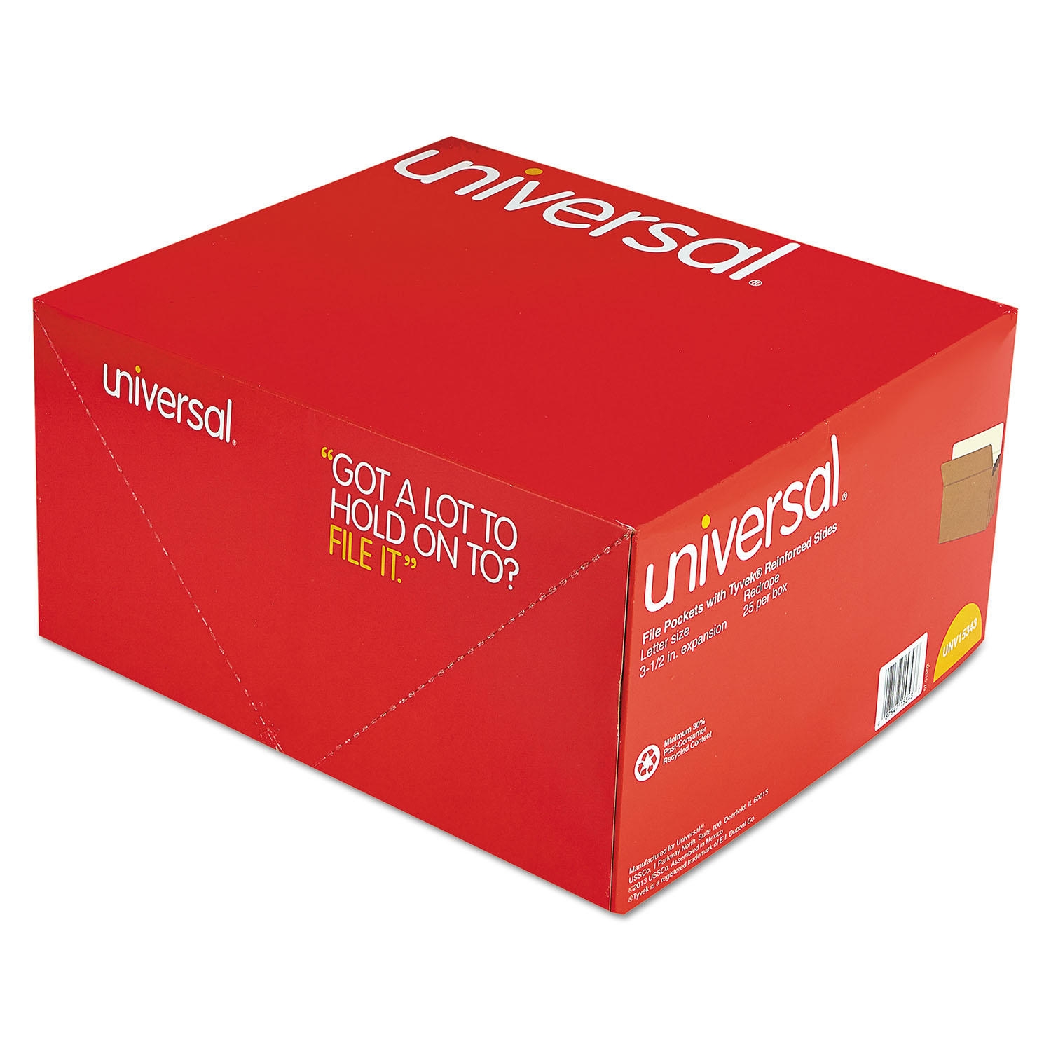 Universal 3 1/2" Expansion File Pockets, Straight Tab, Redrope/Manila, 25/Box, Various Types - Image 4