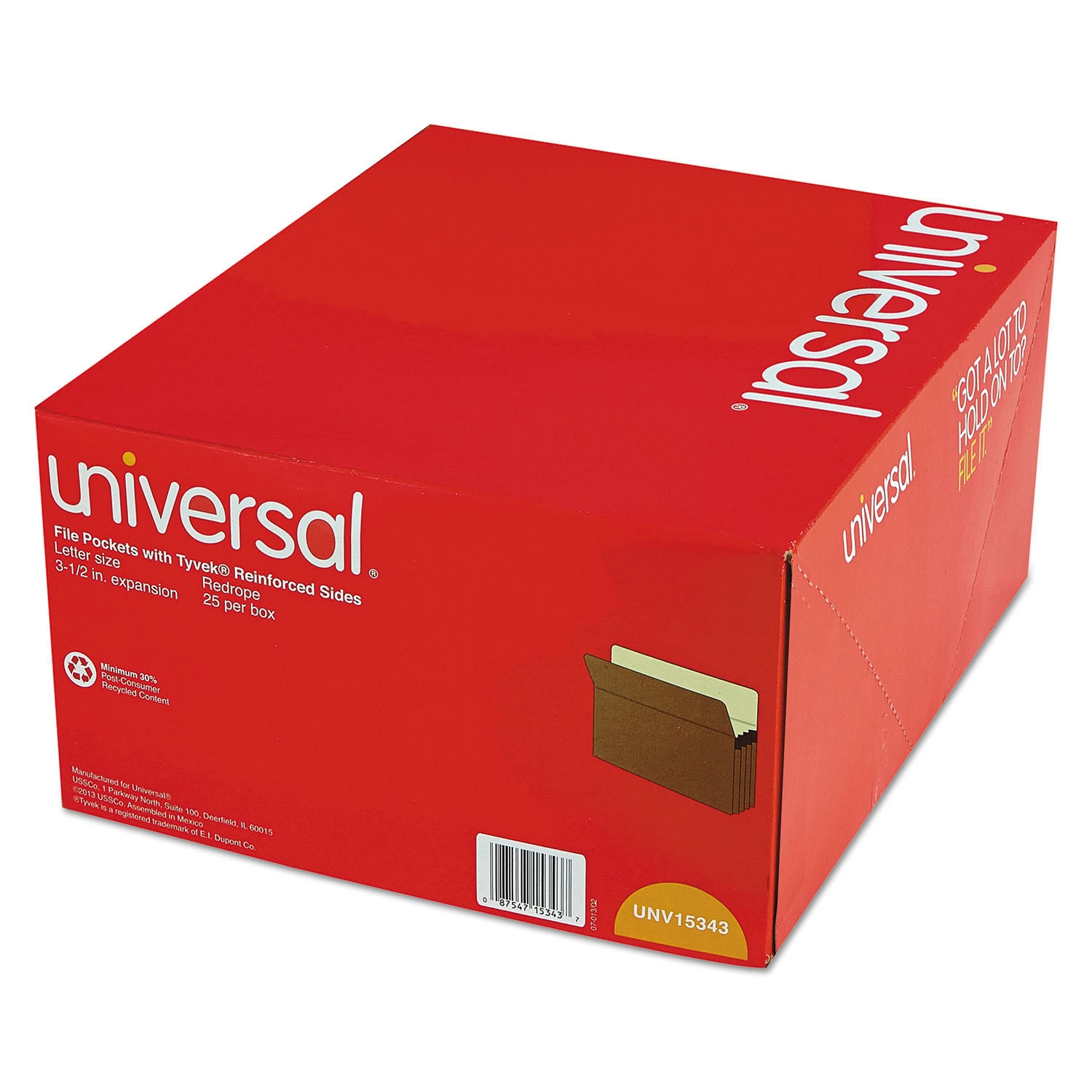 Universal 3 1/2" Expansion File Pockets, Straight Tab, Redrope/Manila, 25/Box, Various Types - Image 5