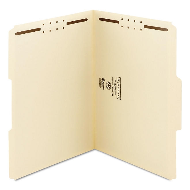 Smead 1/3 Cut Assorted Position Tabs Two Fastener File Folder, Manila Letter, 50ct. - Image 3
