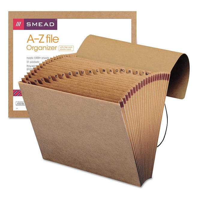 Smead 21 Pocket A-Z Indexed Expanding Files, Cord Closure, Kraft, Letter, Brown - Image 5