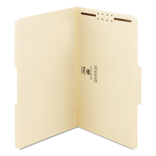 Smead 1/3 Cut Assorted Positions File Folders, One Fastener, Legal, Manila, 50ct. - Image 3