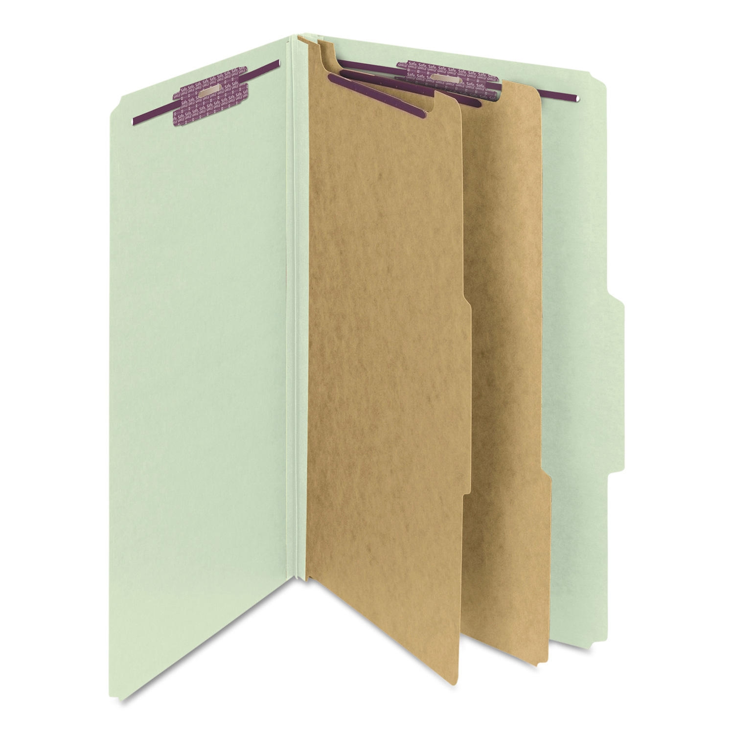 Smead 2/5 Cut Tab Pressboard Classification Folders, Six Sections, Gray Green Legal, 10ct. - Image 7