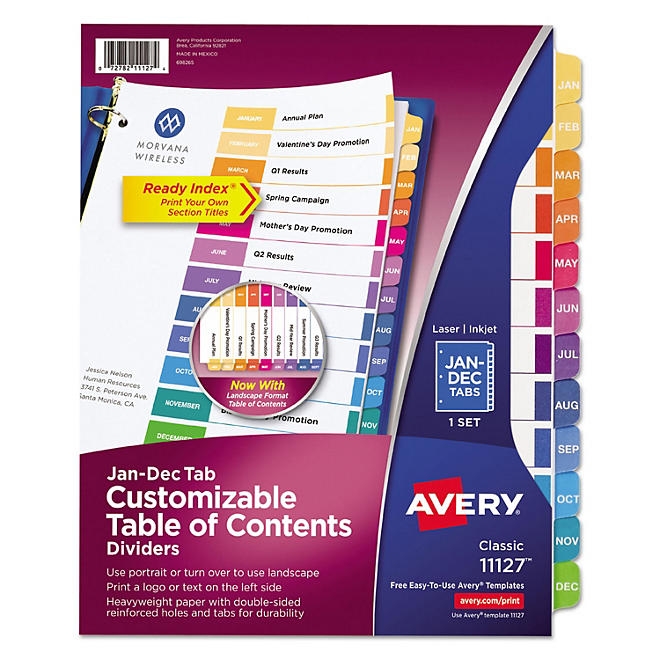 Avery Customizable TOC Ready Index Multicolor Dividers, 12-Tab, Letter - Image 2