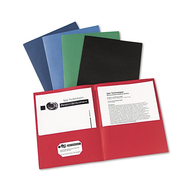 Avery Two-Pocket Folder, 40-Sheet Capacity, Assorted Colors, 25/Box - Image 3
