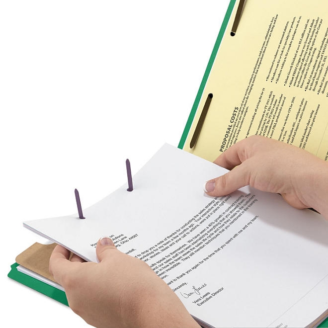 Smead 2" Expansion Pressboard Classification Folder, Two Dividers, Letter, Green, 10ct. - Image 4