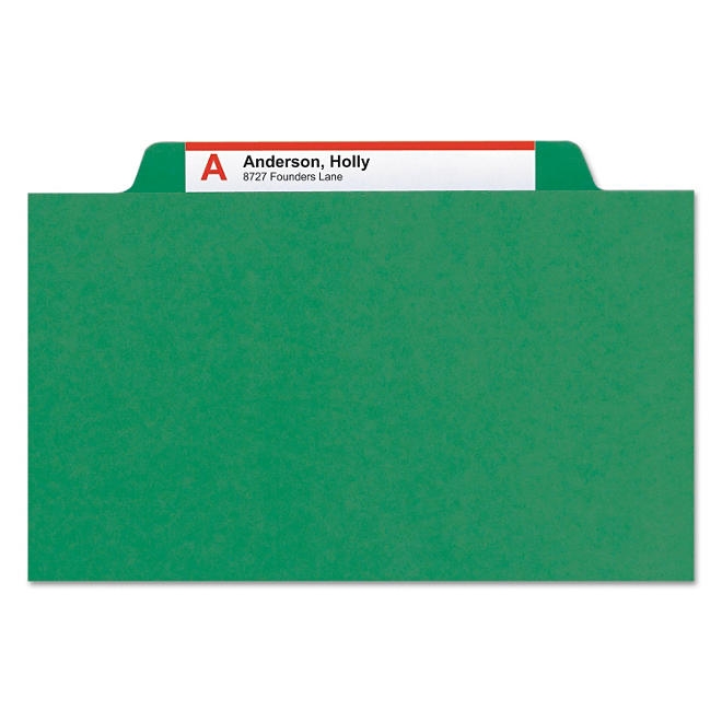 Smead 2" Expansion Pressboard Classification Folder, Two Dividers, Letter, Green, 10ct. - Image 5