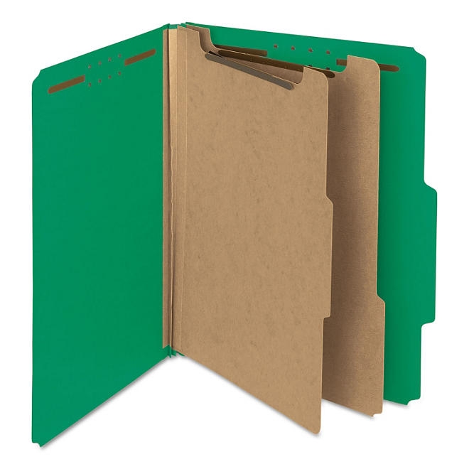 Smead 2" Expansion Pressboard Classification Folder, Two Dividers, Letter, Green, 10ct. - Image 7