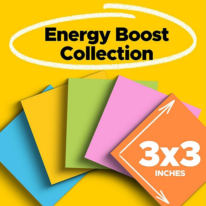 Post-it Super Sticky Notes, 3 in. x 3 in., Energy Boost Collection, 14 Pads/Pack - Image 3