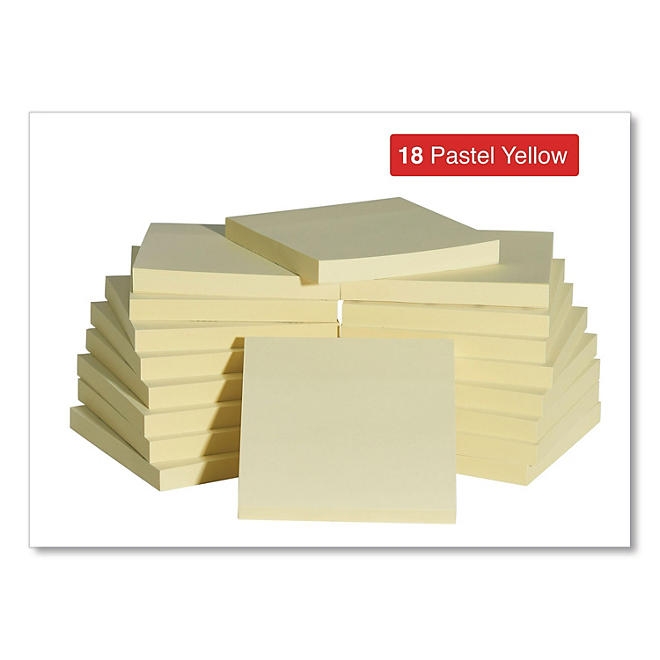 Universal Self-Stick Note Pads, 3 x 3, Yellow, 100-Sheet, 18/Pack - Image 6