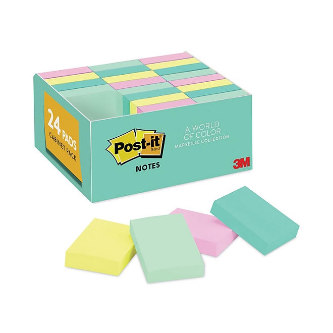 Post-it Notes in Marseille Colors, Value Pack, 1.5"x2" - 24/Pack - Image 2