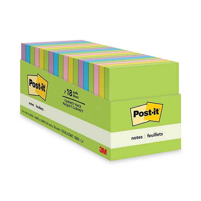 Post-it Notes Original Pads, 3 x 3, 100 Sheet Pads, 18 Pads, 1,800 Total Sheets, Jaipur Collection - Image 2