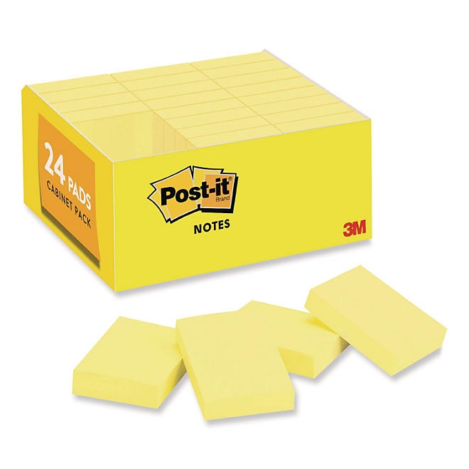 Post-it Notes - Original Pads in Canary Yellow, 1-1/2 x 2, 90/Pad - 24 Pads/Pack - Image 2