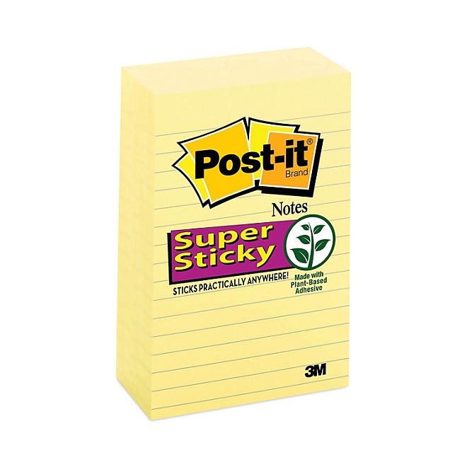 Post-it Notes Super Sticky - Canary Yellow Note Pads, 4 x 6, Lined, 90/Pad - 5 Pads/Pack - Image 2