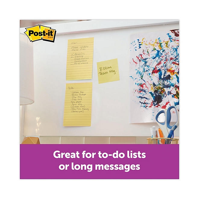 Post-it Notes Super Sticky - Canary Yellow Note Pads, 4 x 6, Lined, 90/Pad - 5 Pads/Pack - Image 6