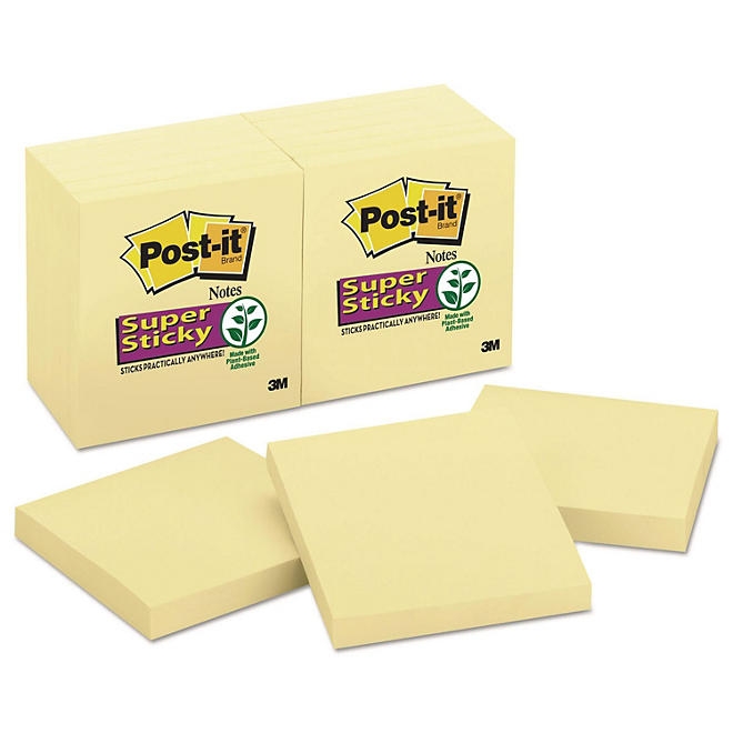 Post-it Notes Super Sticky - Canary Yellow Note Pads, 3 x 3, 90/Pad - 12 Pads/Pack - Image 2