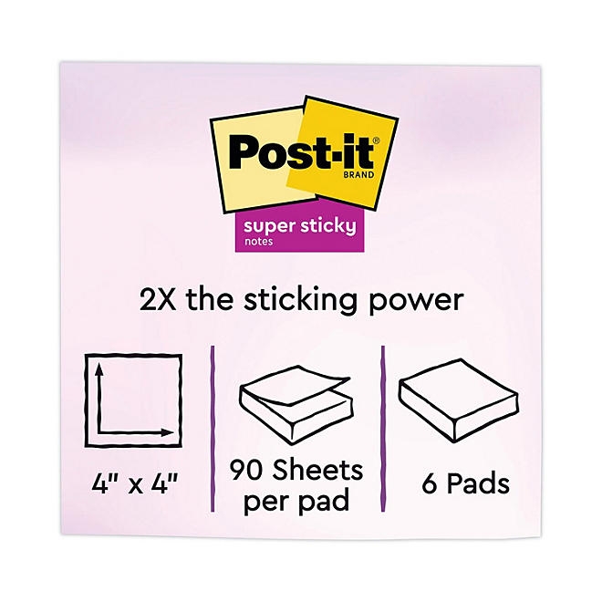 Post-it Super Sticky Notes, 4 x 4, Lined, 90 Sheet Pads, 6 Pads, Jewel Pop Collection - Image 3