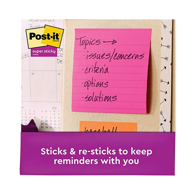 Post-it Super Sticky Notes, 4 x 4, Lined, 90 Sheet Pads, 6 Pads, Jewel Pop Collection - Image 4