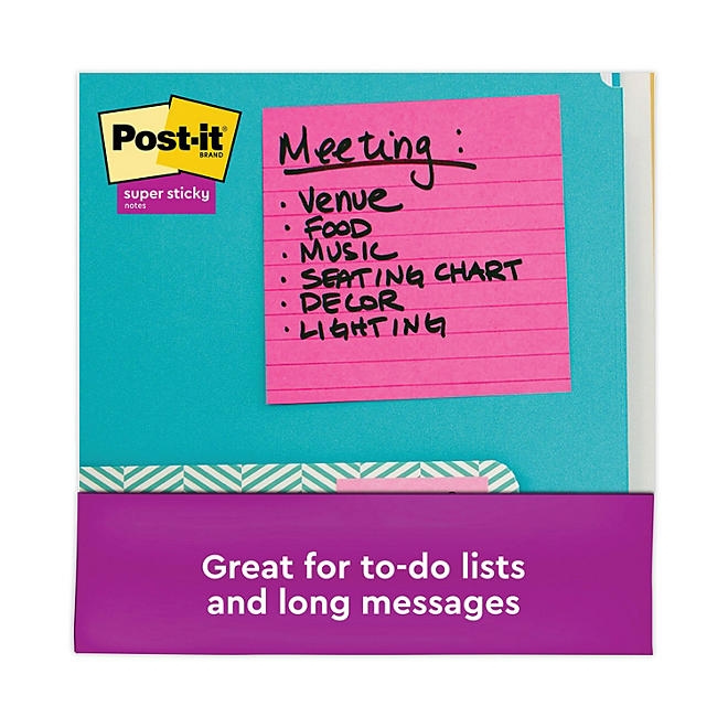 Post-it Super Sticky Notes, 4 x 4, Lined, 90 Sheet Pads, 6 Pads, Jewel Pop Collection - Image 5