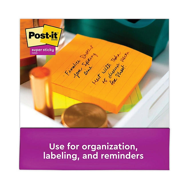 Post-it Super Sticky Notes, 4 x 4, Lined, 90 Sheet Pads, 6 Pads, Jewel Pop Collection - Image 6