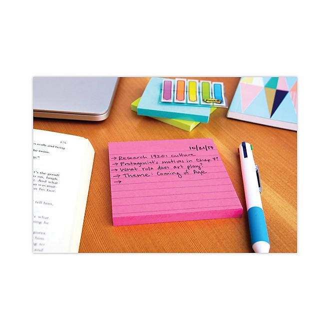Post-it Super Sticky Notes, 4 x 4, Lined, 90 Sheet Pads, 6 Pads, Jewel Pop Collection - Image 9
