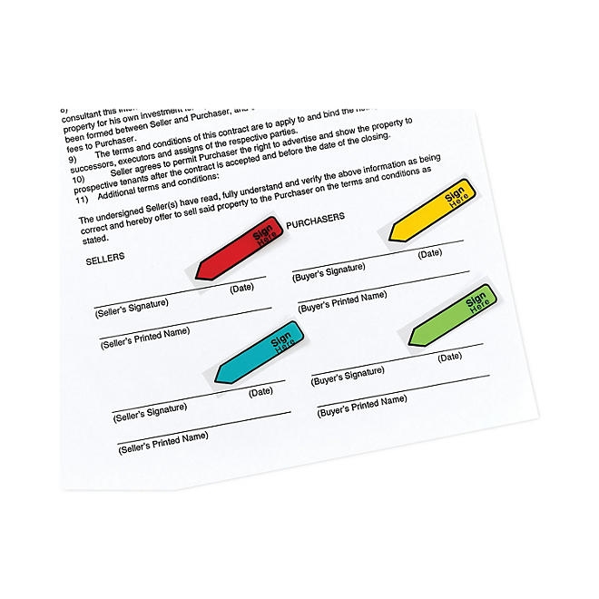 Post-it Flags - Arrow Message 1/2" Flags - "Sign Here" - 4 Colors w/Dispensers - 120/Pack - Image 7