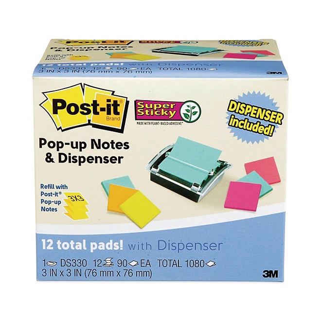 Post-it Pop-up Notes Super Sticky - Pop-up Dispenser Value Pack, 3 x 3 - Assorted - Image 3