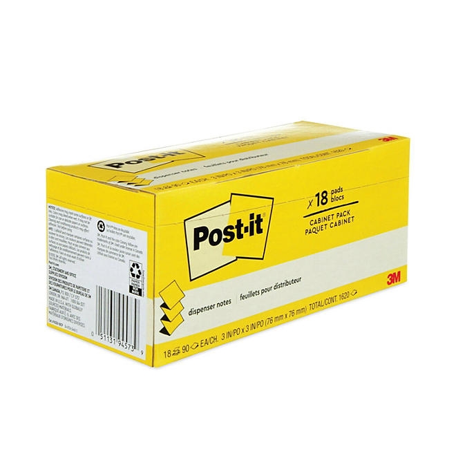 Post-it Pop-up Notes - Refill Cabinet Pack, 3 x 3, 90/Pad - 18 Pads/Pack - Image 4