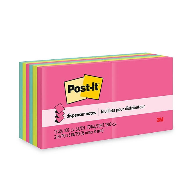 Post-it Pop-up Notes - Original Pop-up Refill, 3 x 3, Capetown, 100/Pad - 12 Pads/Pack - Image 2
