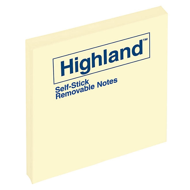 Highland - Self-Stick Notes, 3 x 3, Yellow - 18 100-Sheet Pads/Pack - Image 3