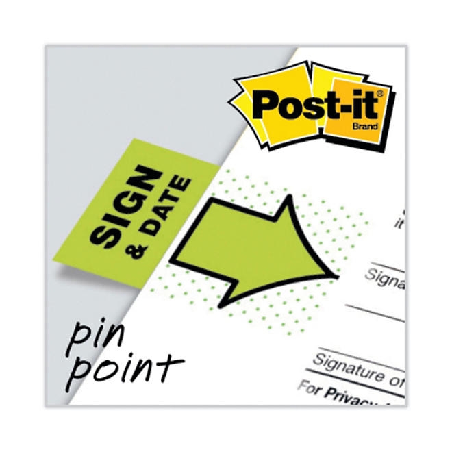 Post-it - Arrow Message 1" Flags - "Sign and Date" - Green - 2 50-Flag Dispensers/Pack - Image 4