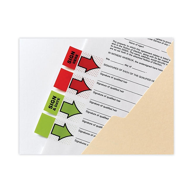 Post-it - Arrow Message 1" Flags - "Sign and Date" - Green - 2 50-Flag Dispensers/Pack - Image 5