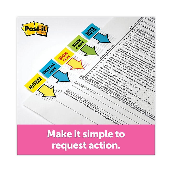 Post-it - Arrow Message 1" Flags - "Sign and Date" - Green - 2 50-Flag Dispensers/Pack - Image 8