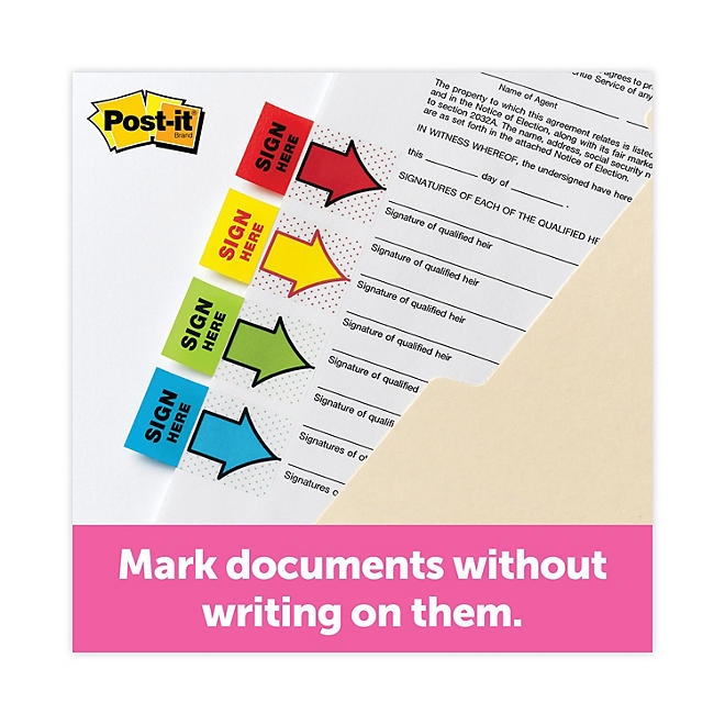 Post-it - Arrow Message 1" Flags - "Sign and Date" - Green - 2 50-Flag Dispensers/Pack - Image 9