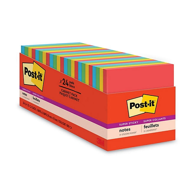 Post-it Notes Super Sticky Pads in Marrakesh Colors, 3 x 3, 70-Sheet, 24/Pack - Image 2