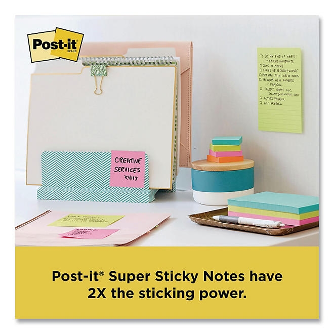 Office Essentials Kit, 7 Pads Assorted Super Sticky Notes, 1 Pack Flags, Roll Magic Tape, Roll Super-Hold Tape, 1 Scissors - Image 4