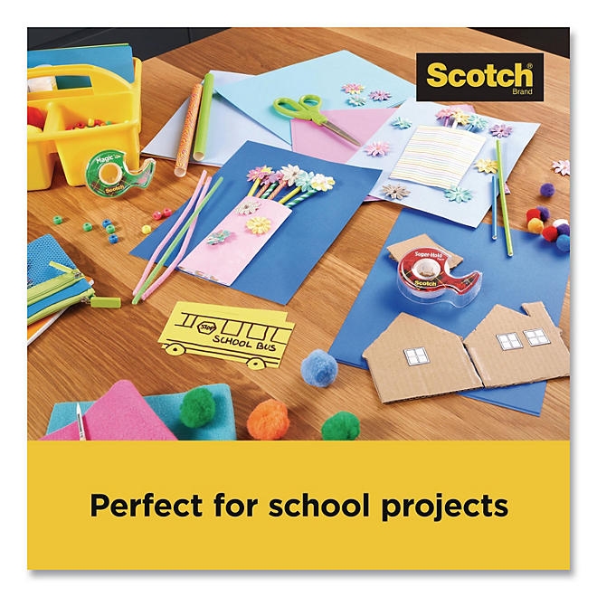 Office Essentials Kit, 7 Pads Assorted Super Sticky Notes, 1 Pack Flags, Roll Magic Tape, Roll Super-Hold Tape, 1 Scissors - Image 5