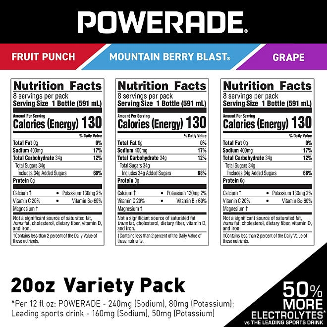 POWERADE Variety Pack Sports Drink, 20 fl. oz., 24 pk. - Image 3