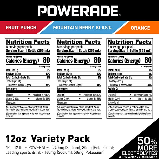 POWERADE Variety Pack Sports Drink, 12 fl. oz., 24 pk. - Image 3