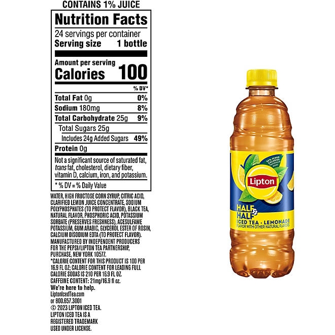 Lipton Half and Half Iced Tea and Lemonade 16.9 fl. oz., 24 pk. - Image 3