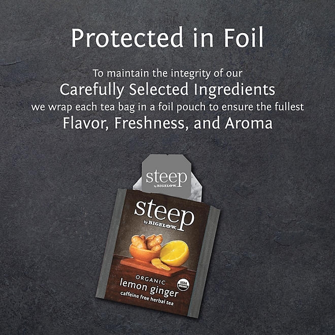 steep by Bigelow Lemon Ginger Herbal Tea 60 ct. - Image 6
