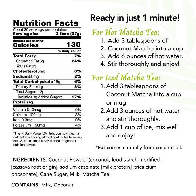 CAcafe Coconut Matcha 19.05 oz. - Image 5