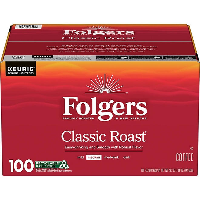 Folgers Classic Medium Roast K-Cup Coffee Pods, 100 ct. - Image 2