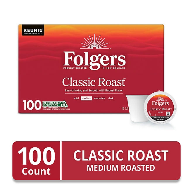 Folgers Classic Medium Roast K-Cup Coffee Pods, 100 ct. - Image 3